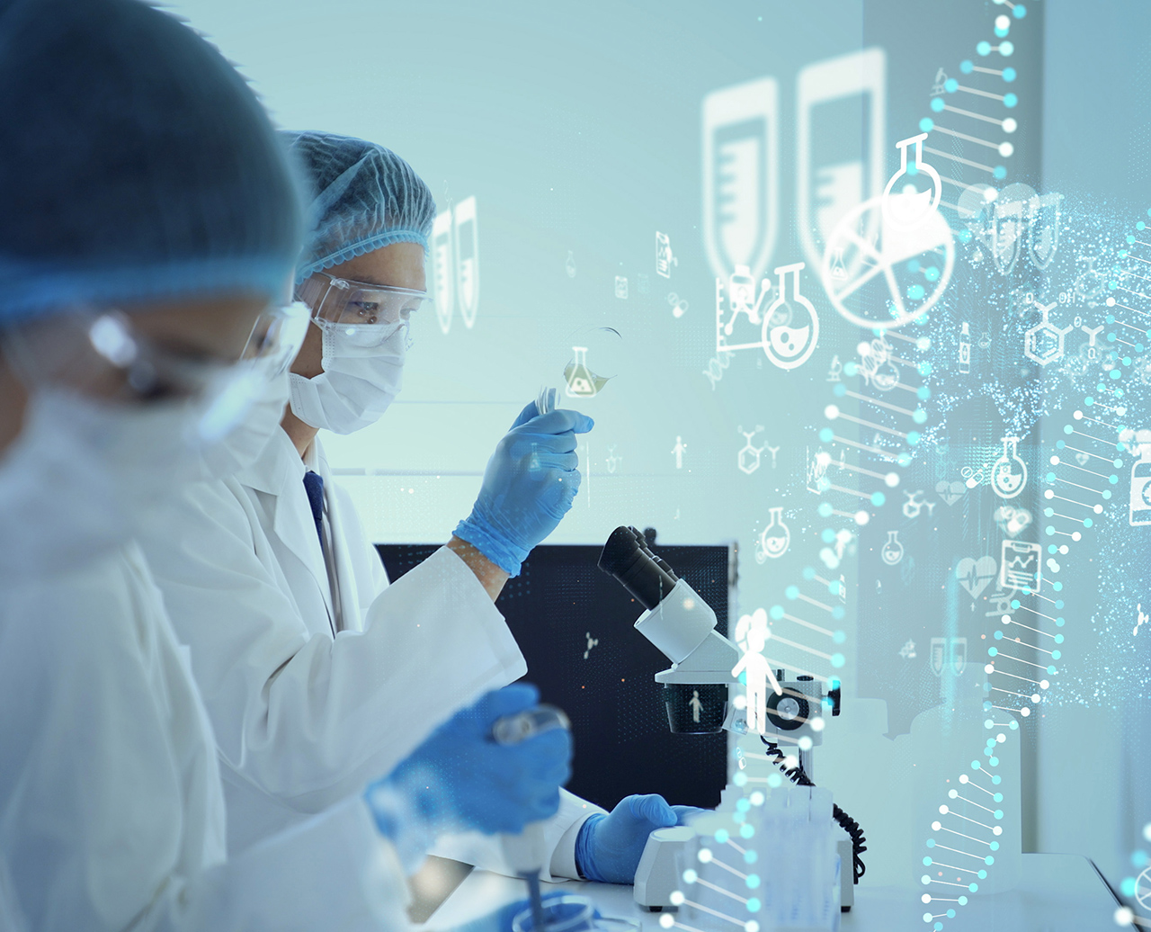 Genetic engineering concept. Medical science. Scientific Laboratory.